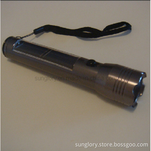 LED Solar Aluminium Flashlight with USB Port
